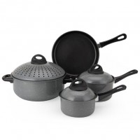 Aramco Alpine Cuisine 7 Piece Carbon Steel Cookware Set in Gray