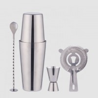 Factory Direct 750ml boston bar tool gift stainless steel shakers kit cocktail