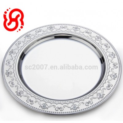 Hot selling stainless steel platter round tray plate