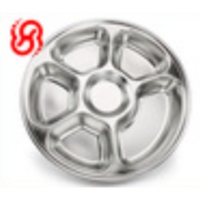 Round Stainless Steel Compartment Dinner Plates