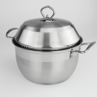 Nonmagnetic Stainless Steel Double Bottom Portable Pot with Lid