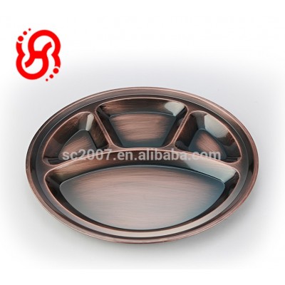 SS 410 plate electric-printing bronze tray restaurant dinner plate