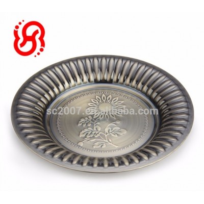 Gold Silver Bronze Pewter Color Stainless Steel tray dinner serving tray sunflower dish