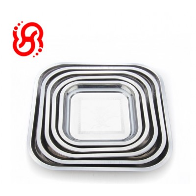 Flower pattern Stainless steel rectangle tray serving tray square food tray