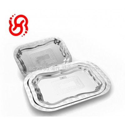 Embossed Flower Stainless Steel snack serving dish Dry Fruit Tray Cake Tray