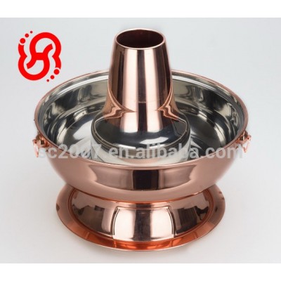 Stainless Steel Gold Furnace food warmer stock pot Conjoined hot pot