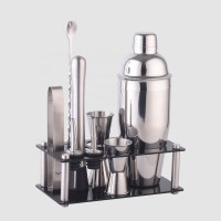 Factory Direct 700ml stainless steel bar set square acrylic frame stand bartender cocktail shaker tool kit