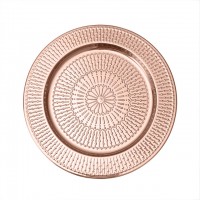 Restaurant Rose Gold Stainless Steel Hammered Metal Double Flower Plate